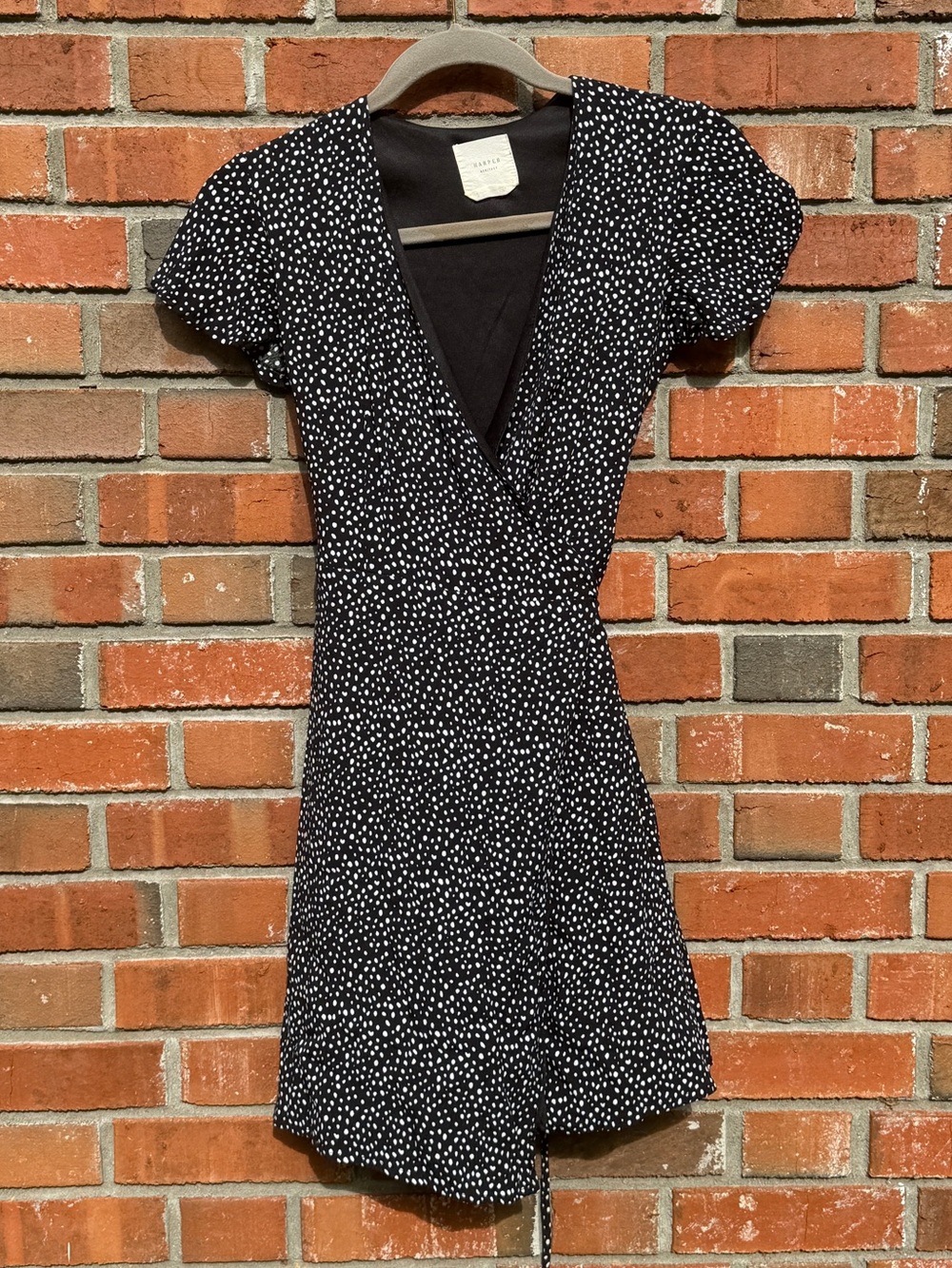 Francesca's Harper Heritage Polka Dot V-Neck Wrap Dress Size S